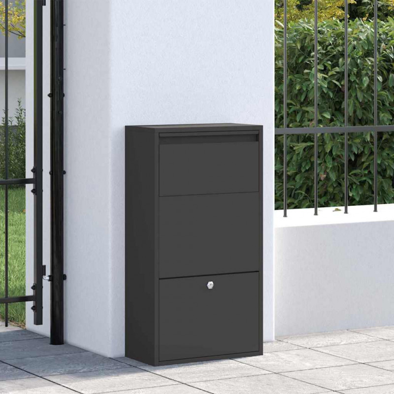 Skrzynka na przesyłki z drzwiami Czarny 44 x 22 x 82 cm Stal