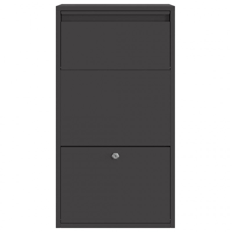 Skrzynka na przesyłki z drzwiami Czarny 44 x 22 x 82 cm Stal