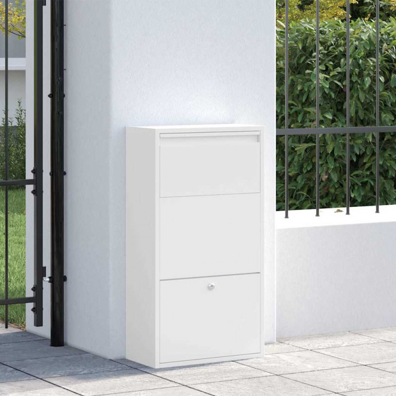 Skrzynka na przesyłki z drzwiami Biały 44 x 22 x 82 cm Stal