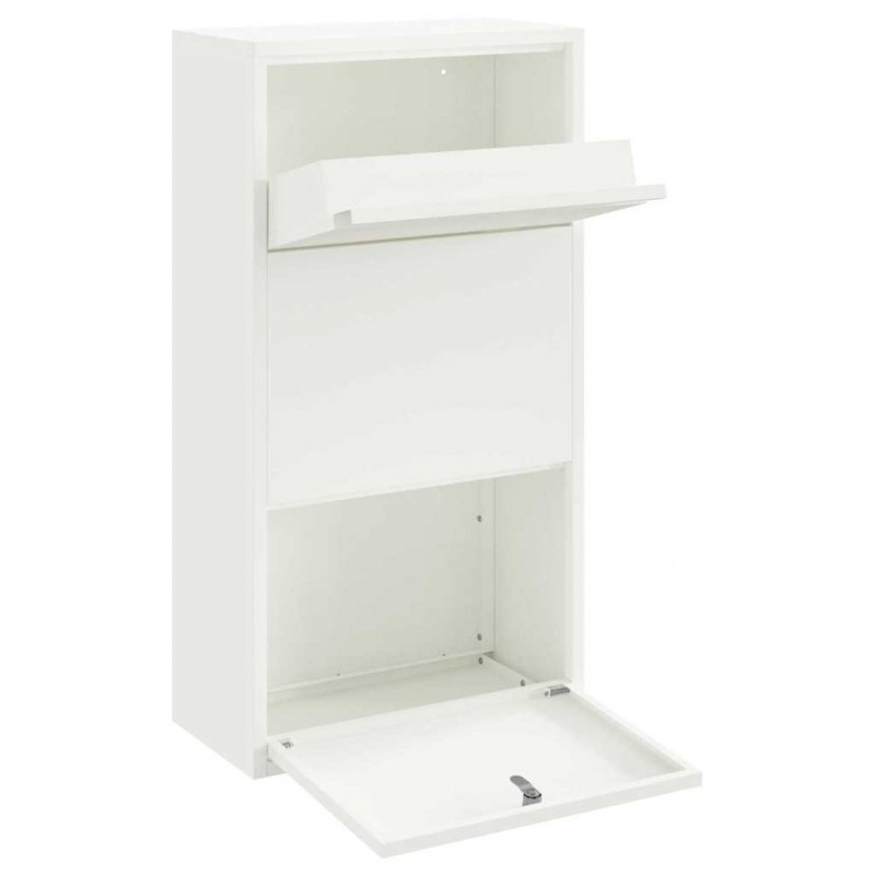 Skrzynka na przesyłki z drzwiami Biały 44 x 22 x 82 cm Stal