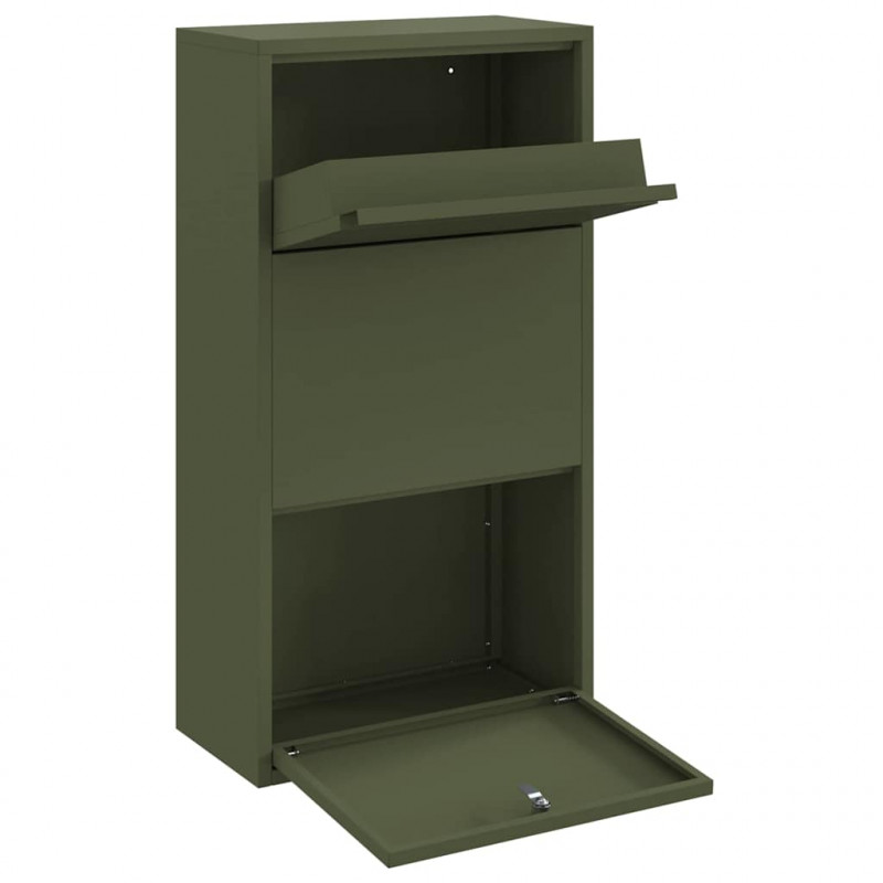 Skrzynka na przesyłki Zielony oliwkowy 44 x 22 x 82 cm Stal