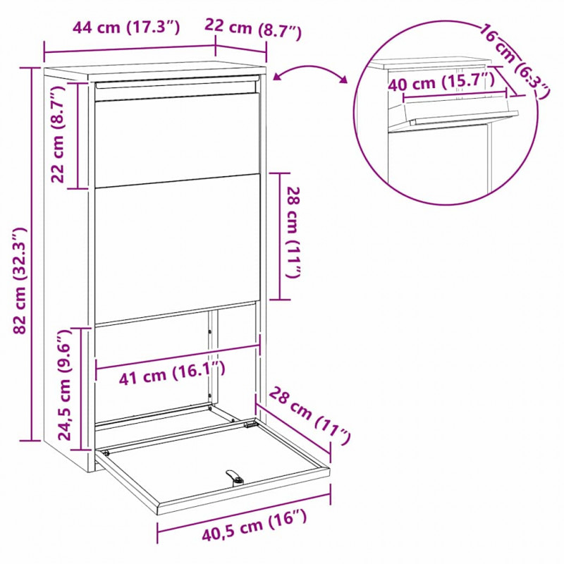 Skrzynka na przesyłki Srebrny 44 x 22 x 82 cm Stal nierdzewna
