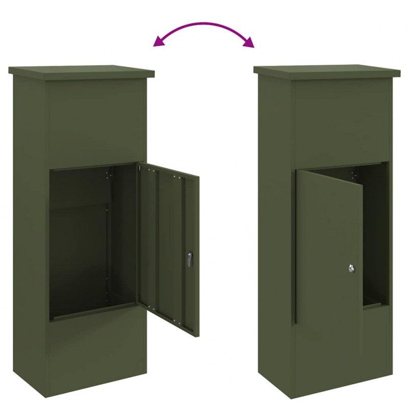 Skrzynka na przesyłki oliwkowy 44,5 x 29 x 110,5 cm Stal