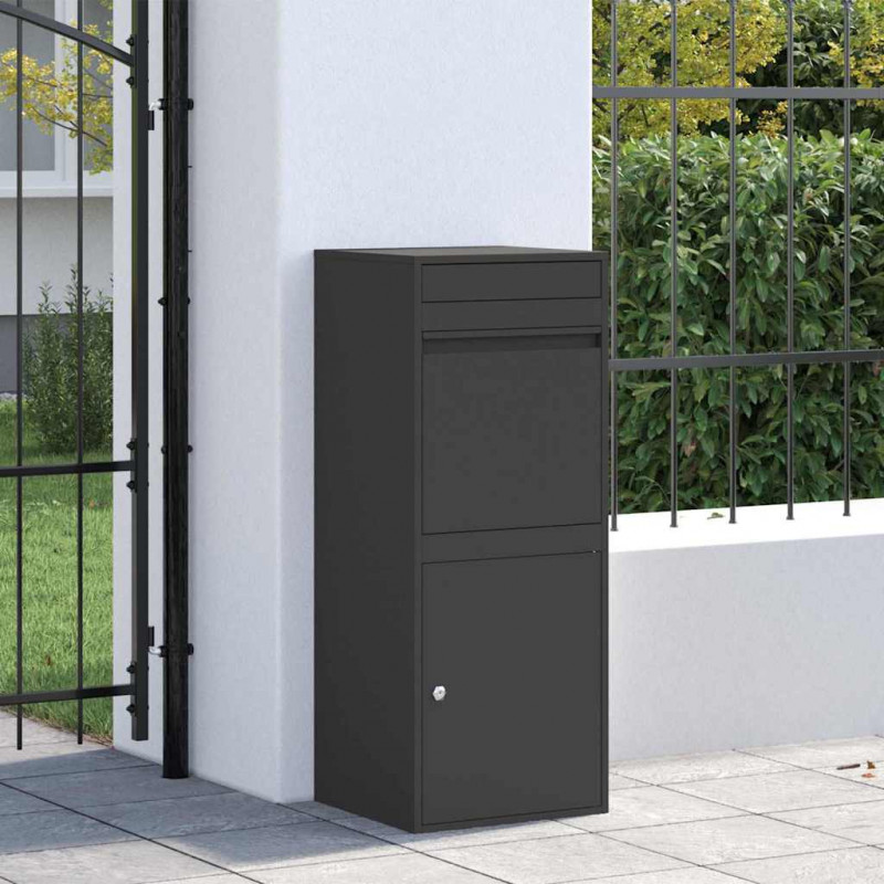 Skrzynka na przesyłki z drzwiami Czarny 41 x 38 x 103 cm Stal