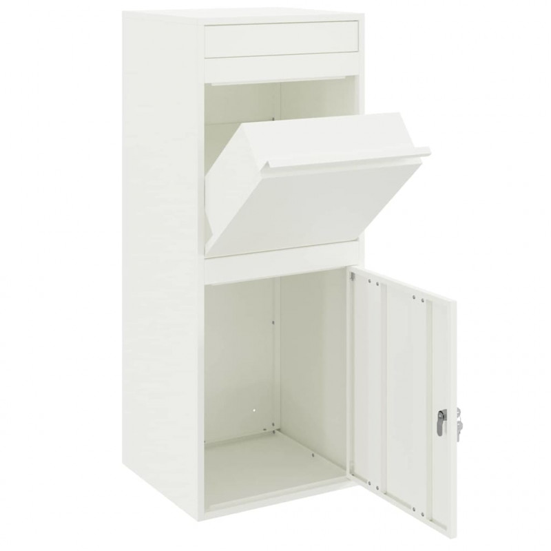 Skrzynka na przesyłki z drzwiami Biały 41 x 38 x 103 cm Stal