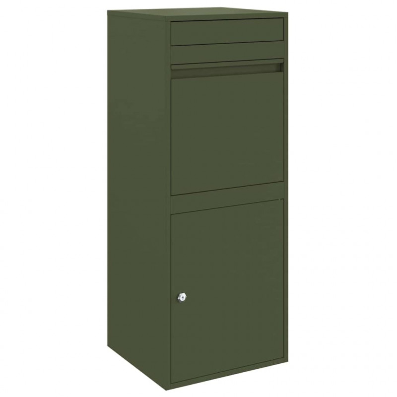 Skrzynka na przesyłki z drzwiami oliwkowy 41 x 38 x 103 cm Stal