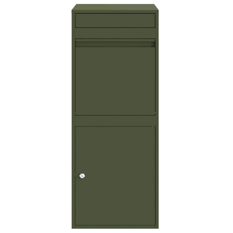 Skrzynka na przesyłki z drzwiami oliwkowy 41 x 38 x 103 cm Stal