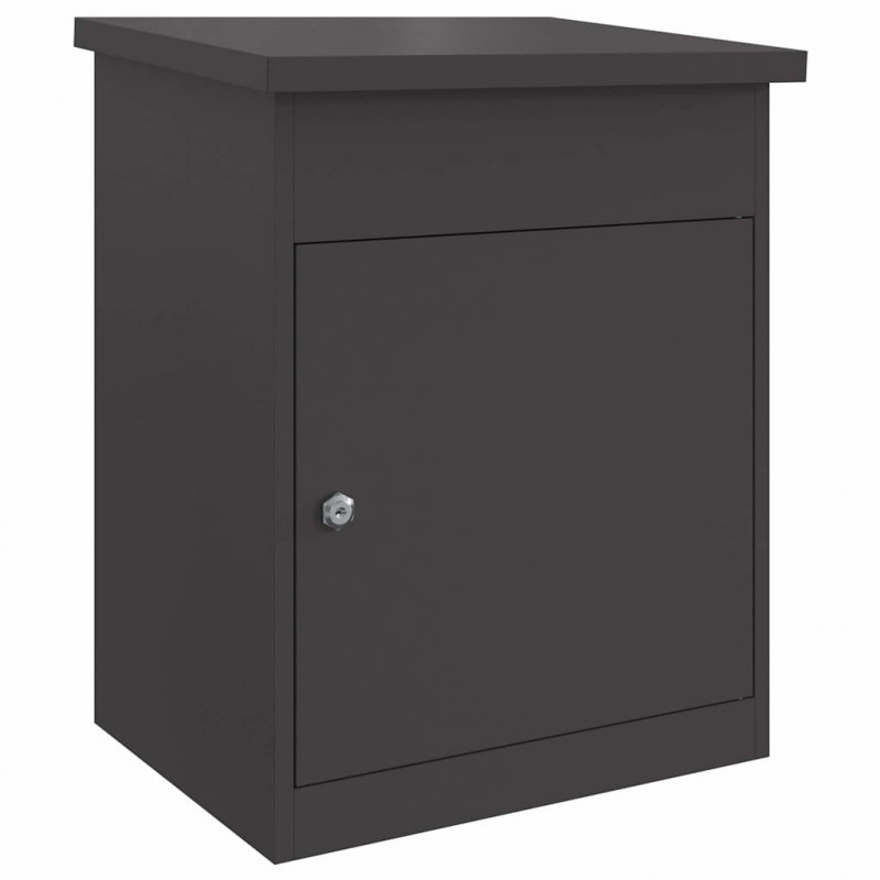 Skrzynka na przesyłki z drzwiami Czarny 47.5 x 38 x 59 cm Stal