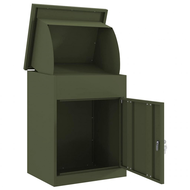 Skrzynka na przesyłki Z blokadą oliwkowy 47.5 x 38 x 59 cm Stal