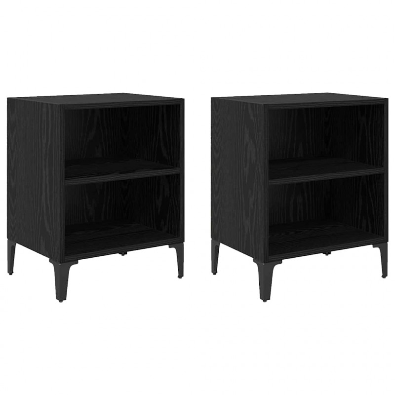Szafka Nocna 2 pcs Czarny Dąb 40 x 30 x 50 cm