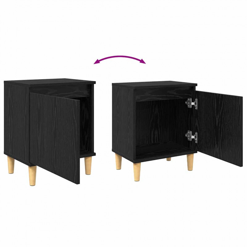 Szafka Nocna Czarny Dąb 40 x 30 x 50 cm Materiał drewnopochodny