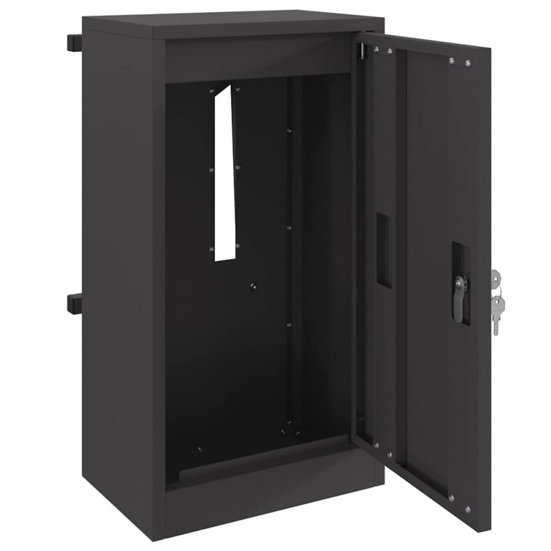 skrzynka na listy z przechowywaniem Czarny 30 x 20 x 55 cm Stal