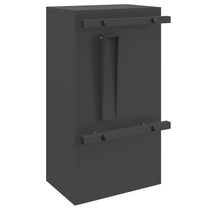 skrzynka na listy z przechowywaniem Czarny 30 x 20 x 55 cm Stal