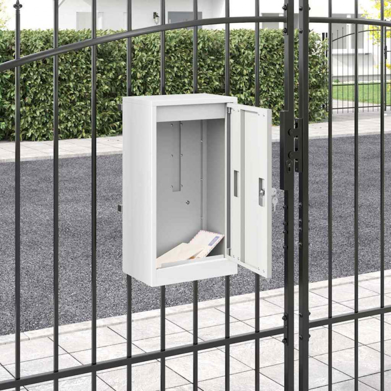 skrzynka na listy z przechowywaniem Biały 30 x 20 x 55 cm Stal