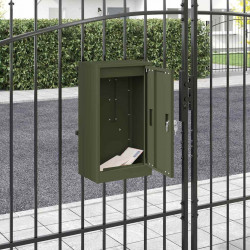 skrzynka na listy z drzwiami oliwkowy 30 x 20 x 55 cm Stal