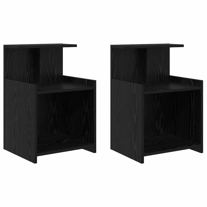 Szafka Nocna 2 pcs Czarny Dąb 40 x 35 x 60 cm