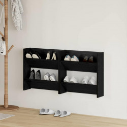 Szafka na buty z półką 2 pcs Czarny Dąb 60 x 18 x 60 cm