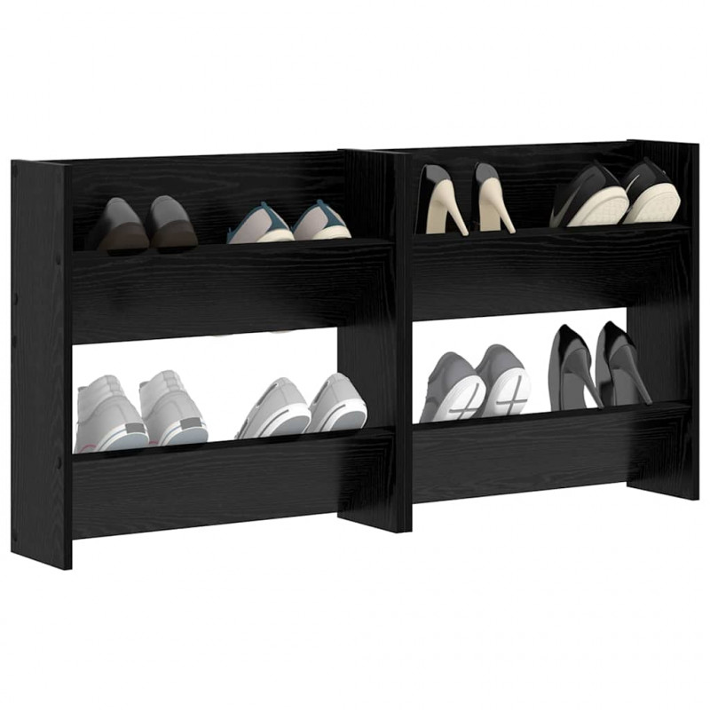 Szafka na buty z półką 2 pcs Czarny Dąb 60 x 18 x 60 cm