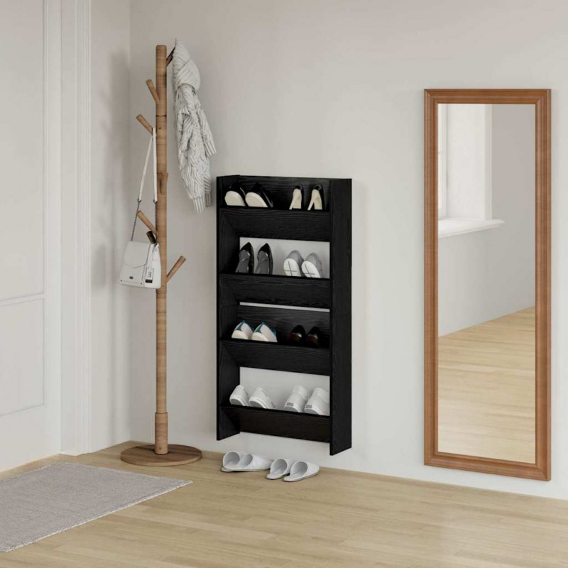 Szafka na buty z półką 2 pcs Czarny Dąb 60 x 18 x 60 cm