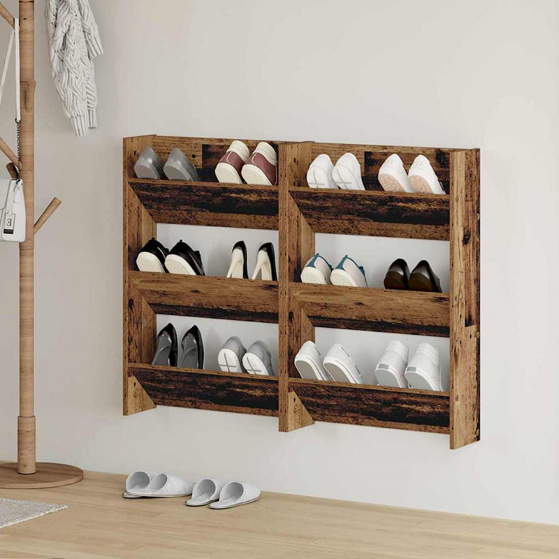 Szafka na buty z półką 2 pcs Stare drewno 60 x 18 x 90 cm
