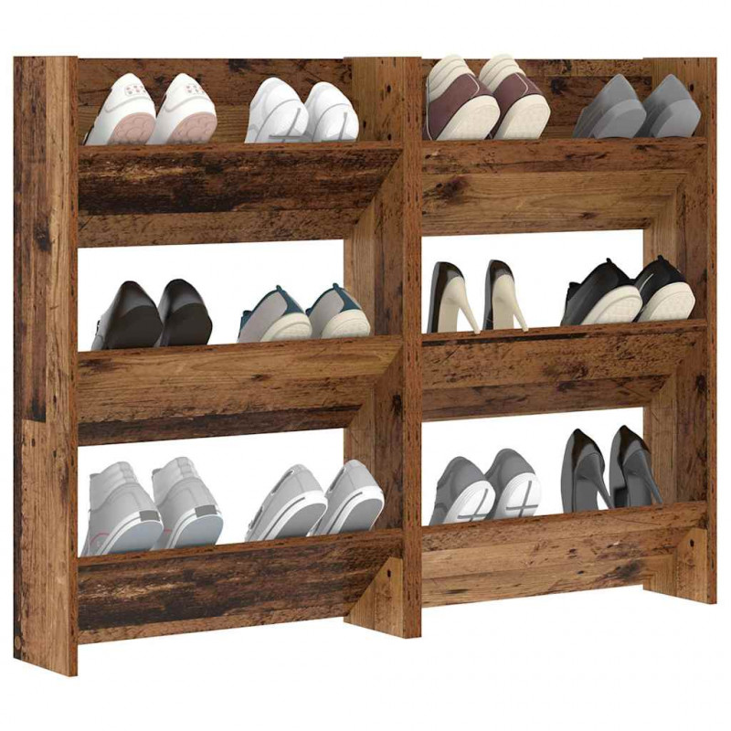 Szafka na buty z półką 2 pcs Stare drewno 60 x 18 x 90 cm
