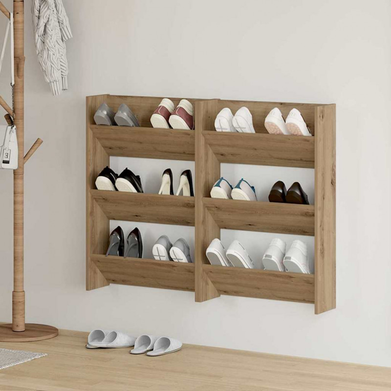 Szafka na buty z półką 2 pcs Dąb rzemieślniczy 60 x 18 x 90 cm