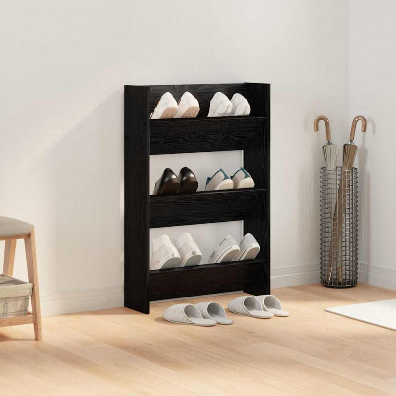 Szafka na buty z półką Czarny Dąb 60 x 18 x 90 cm