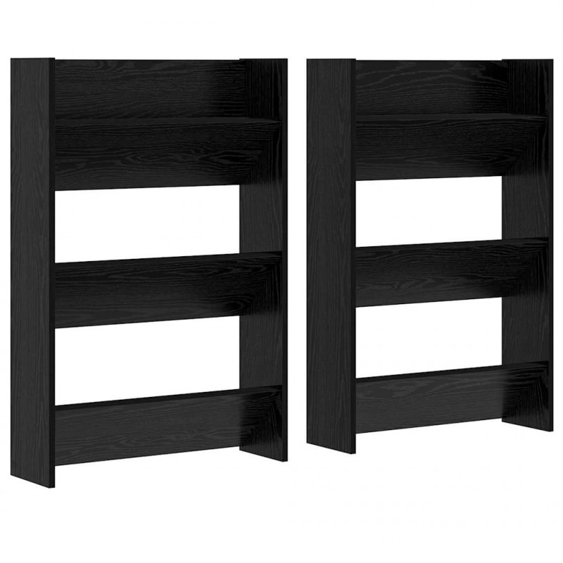 Szafka na buty z półką 2 pcs Czarny Dąb 60 x 18 x 90 cm
