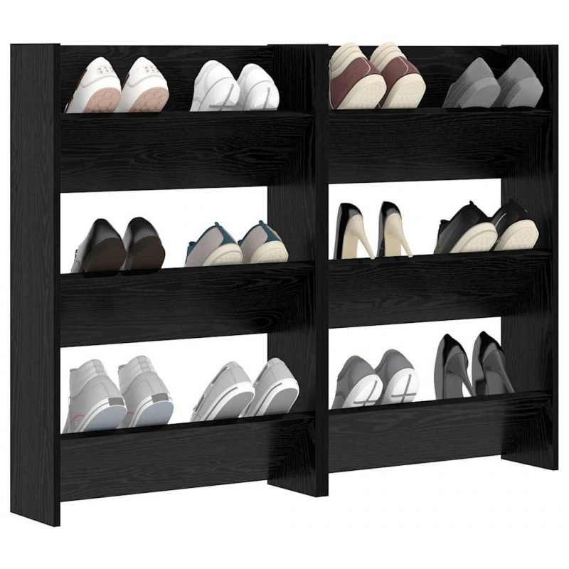 Szafka na buty z półką 2 pcs Czarny Dąb 60 x 18 x 90 cm