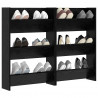 Szafka na buty z półką 2 pcs Czarny Dąb 60 x 18 x 90 cm