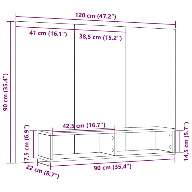 Zestaw szafek RTV Stare drewno 120 x 23,5 x 90 cm