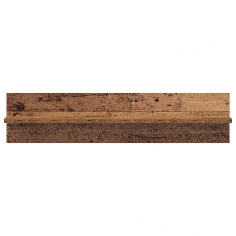 Półka ścienna z półką 2 pcs Stare drewno 80 x 11,5 x 18 cm