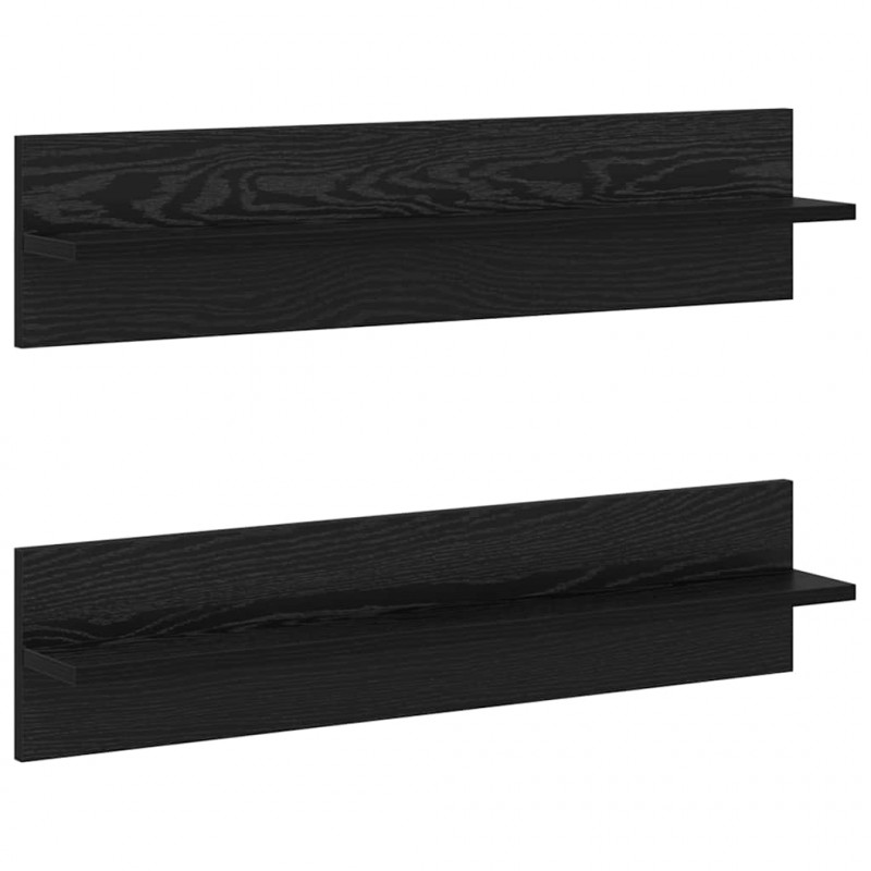 Półka ścienna z półką 2 pcs Czarny Dąb 80 x 11,5 x 18 cm