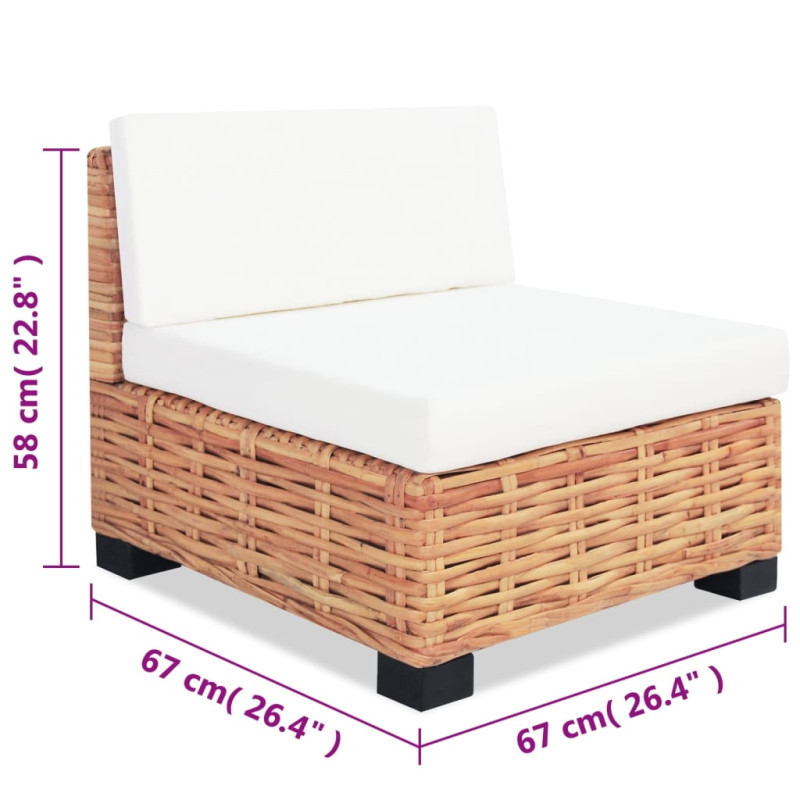 Zestaw wypoczynkowy, 14 elementów, naturalny rattan