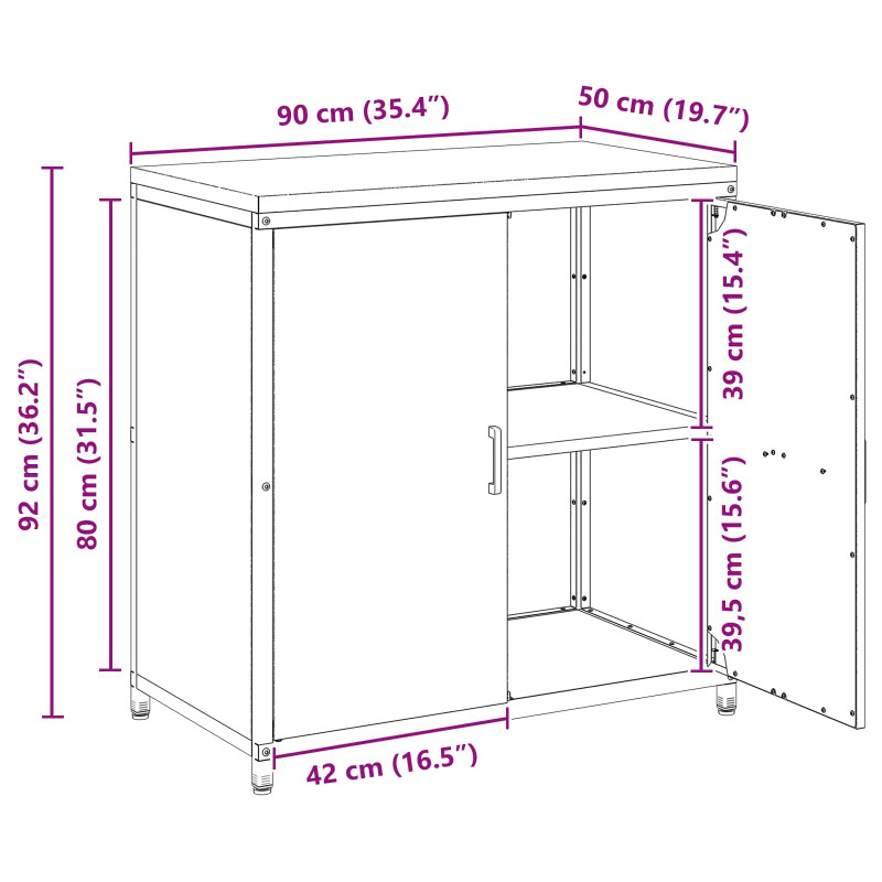 Przechowywanie w kuchni z półką Antracyt 60 x 50 x 92 cm Stal