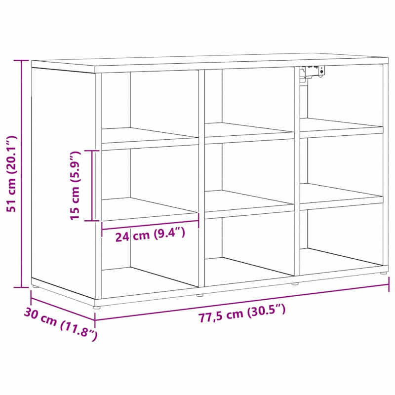 Szafka na buty z półką Stare drewno 77,5 x 30 x 51 cm