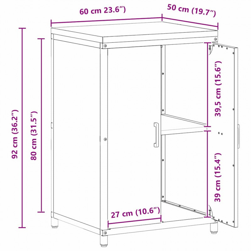Przechowywanie w kuchni Zielony oliwkowy 60 x 50 x 92 cm Stal