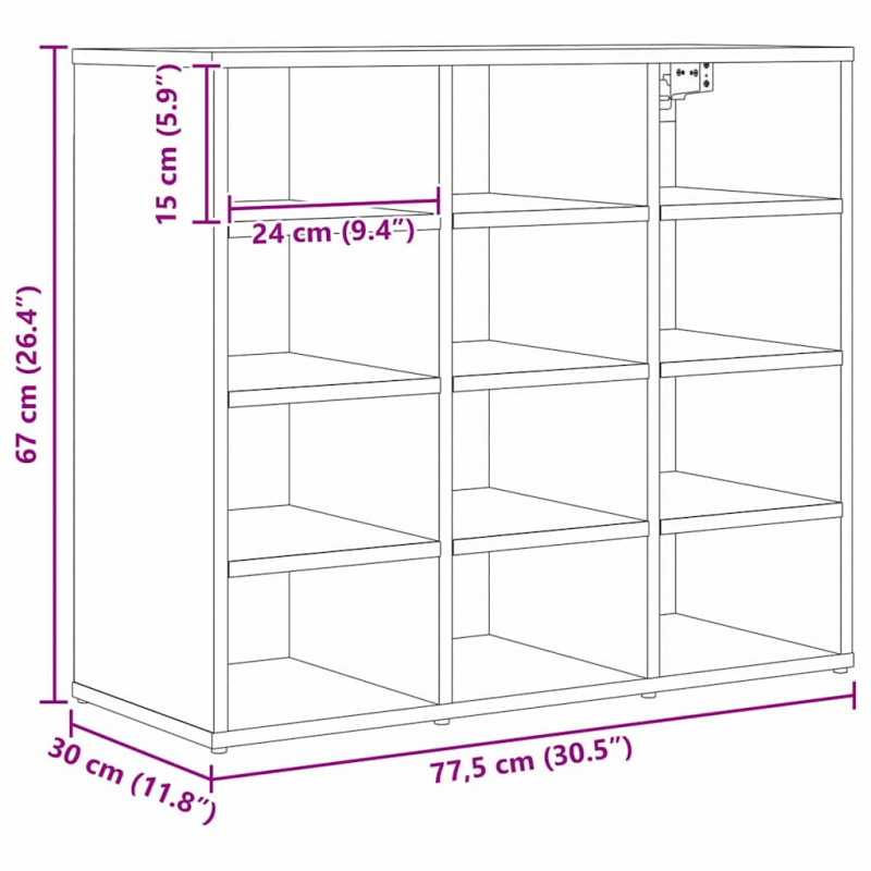 Szafka na buty z półką Stare drewno 77,5 x 30 x 67 cm