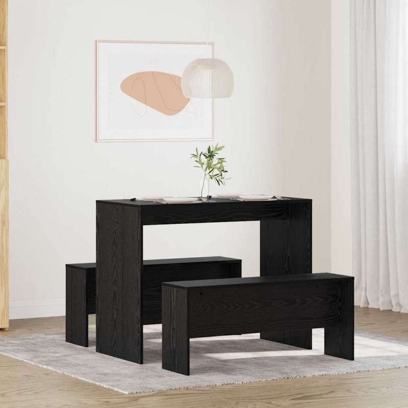 Zestaw do jadalni 2 pcs Czarny dąb Materiał drewnopochodny
