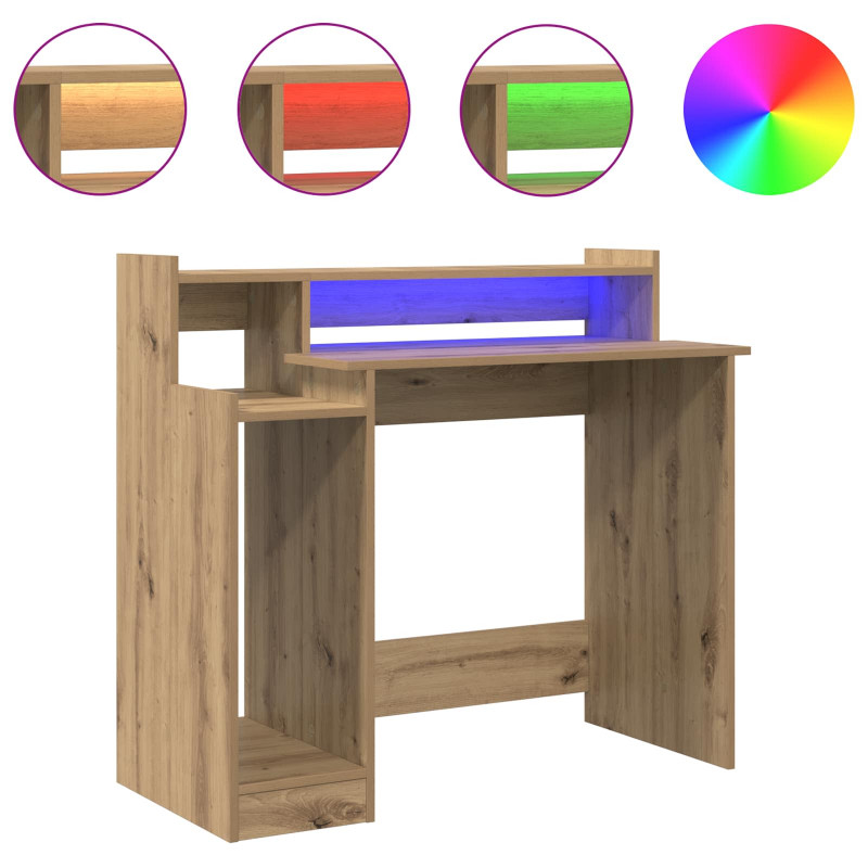 Biurko Ze LED Lights z półką Dąb rzemieślniczy 97 x 45 x 90 cm