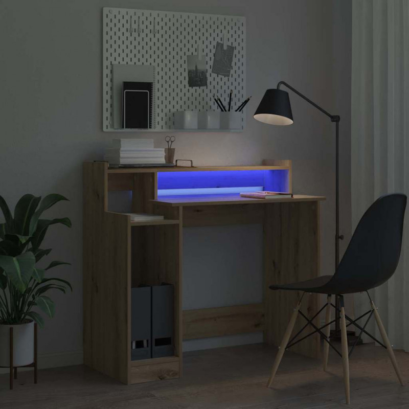 Biurko Ze LED Lights z półką Dąb rzemieślniczy 97 x 45 x 90 cm