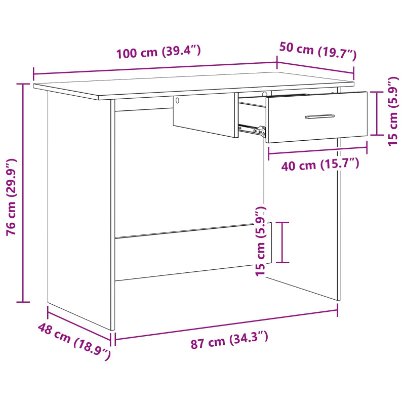 Biurko Stare drewno 100 x 50 x 76 cm Materiał drewnopochodny