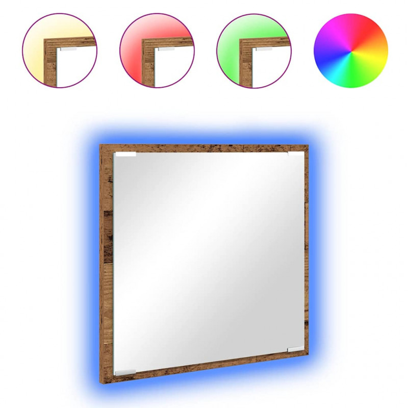 Lustro łazienkowe LED Z lustrem Stare drewno 40 x 37 x 8.5 cm
