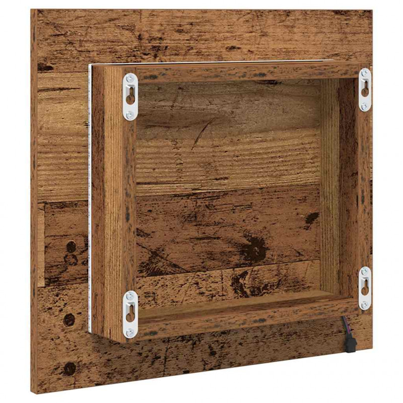 Lustro łazienkowe LED Z lustrem Stare drewno 40 x 37 x 8.5 cm