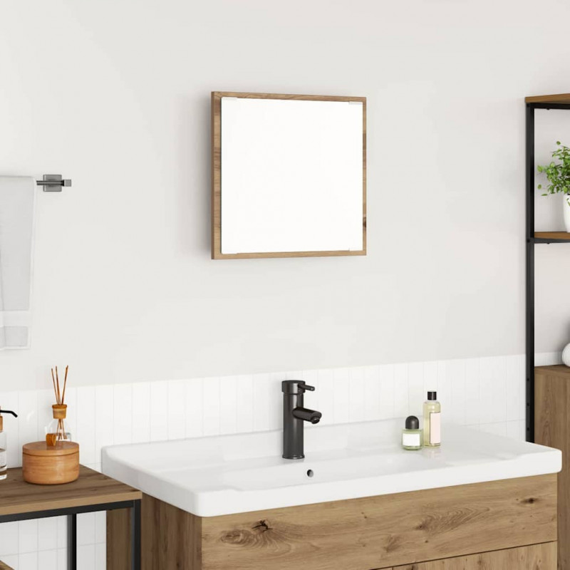 Lustro łazienkowe LED Dąb rzemieślniczy 40 x 37 x 8.5 cm