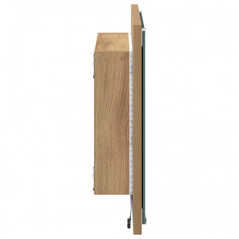 Lustro łazienkowe LED Dąb rzemieślniczy 40 x 37 x 8.5 cm