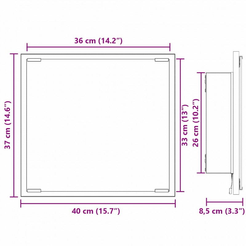 Lustro łazienkowe LED Dąb rzemieślniczy 40 x 37 x 8.5 cm