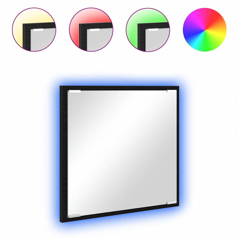 Lustro łazienkowe LED Z lustrem Czarny Dąb 40 x 37 x 8.5 cm