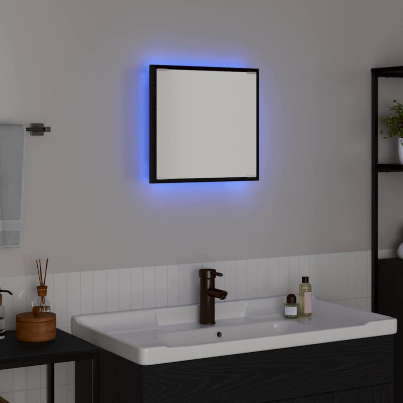 Lustro łazienkowe LED Z lustrem Czarny Dąb 40 x 37 x 8.5 cm