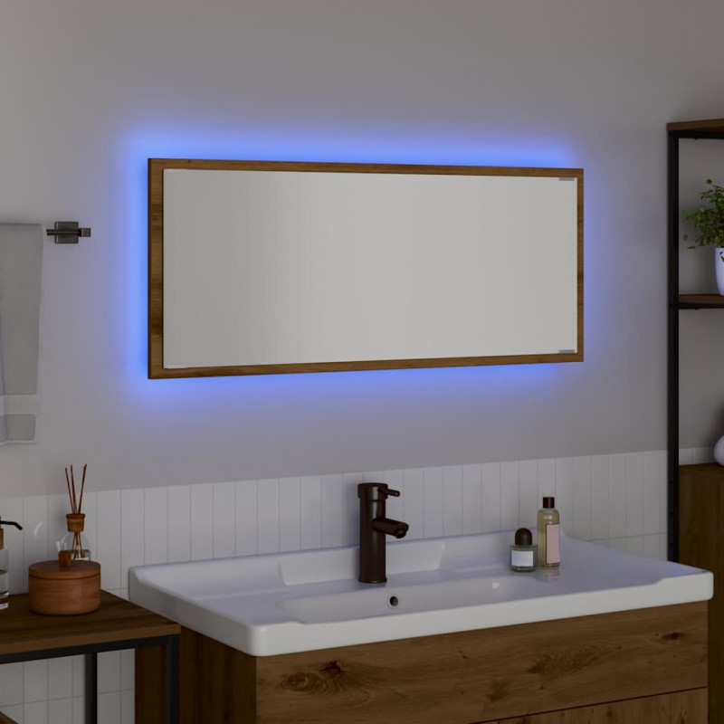 Lustro Ze LED Lights Dąb rzemieślniczy 90 x 8,5 x 37 cm